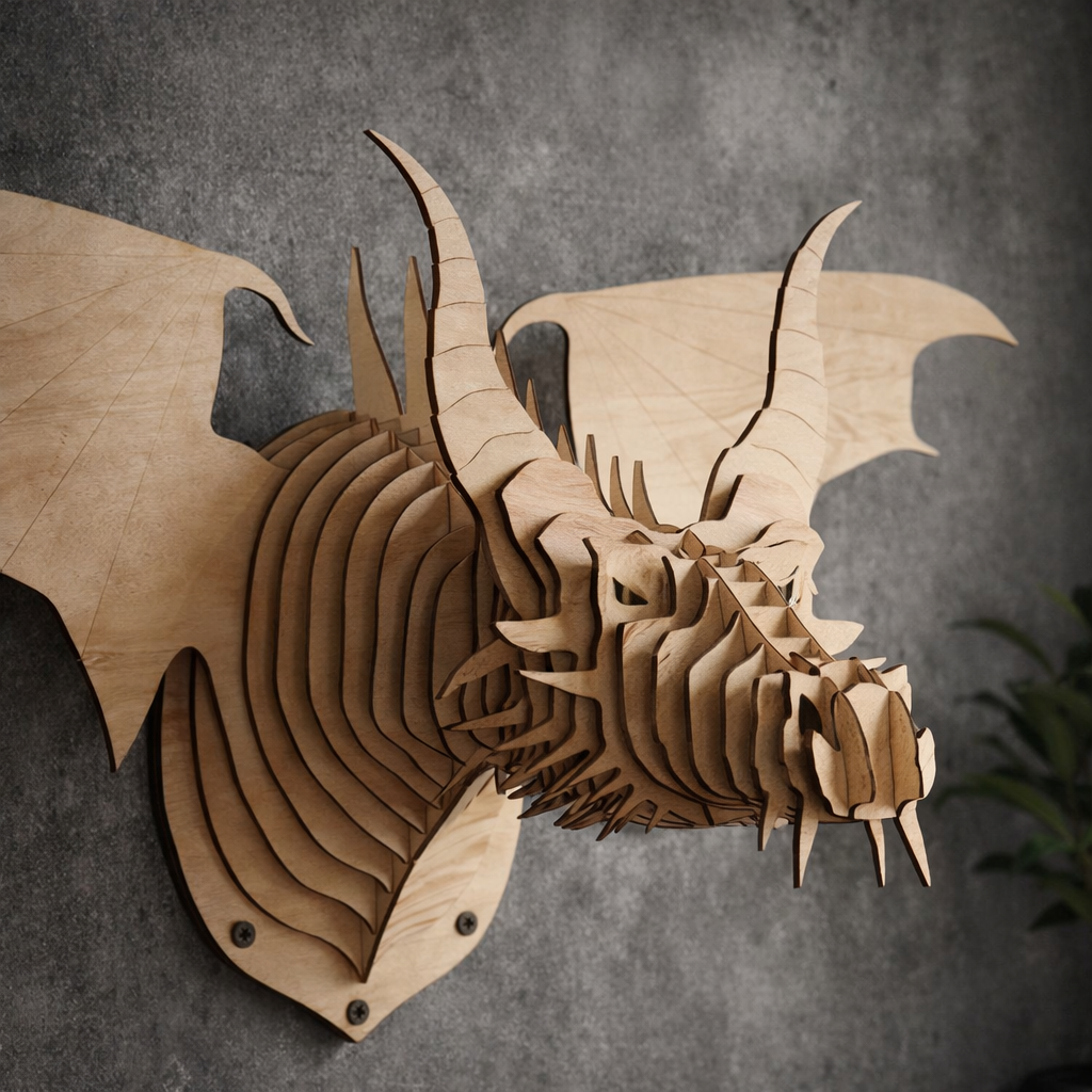 Mythical Dragon Front 3D Wood Art